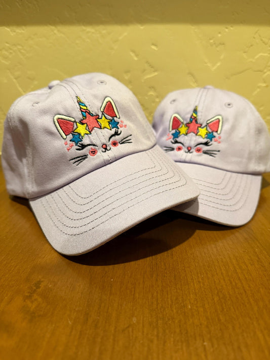 Cute Pastel Purple Unicorn Cat Hat