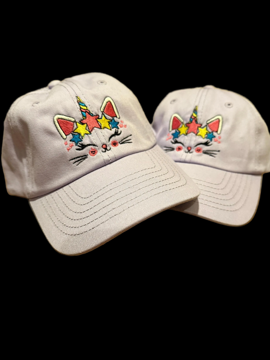 Cute Pastel Purple Unicorn Cat Hat