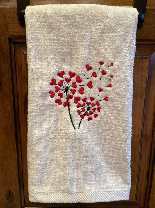 Heart Dandelion Kitchen Towel
